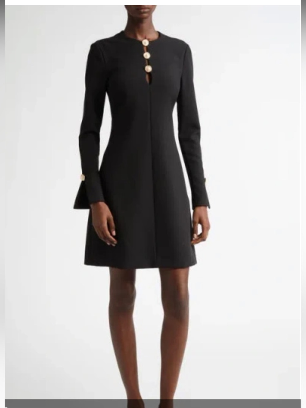 Lela Rose‎ Black Button Detail Long Sleeve Dress Size 8 NWT